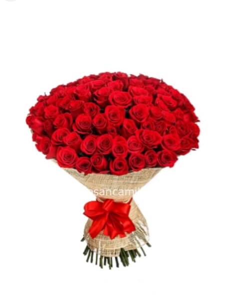 Mazzo di 100 rose rosse
